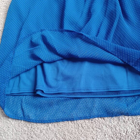 One Shoulder Dress Polka Dot Dress  Chiffon Blue White‎ Dot Sz S Fairycore - Picture 8 of 10